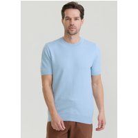 Strukturiertes Strick-T-Shirt mit Rundhalsausschnitt