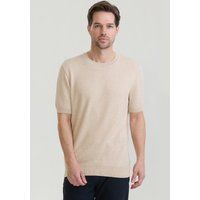 Kurzärmeliges Strickshirt mit Struktur