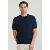 Strukturiertes Strick-T-Shirt mit Rundhals