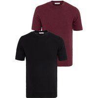 Kurzarm-Feinstrick-T-Shirts mit Rundhals