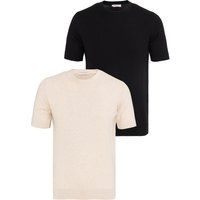Kurzärmeliges Feinstrick-T-Shirt Zweierpack