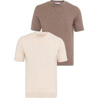 Kurzärmelige Strick-T-Shirts mit Rundhalsausschnitt