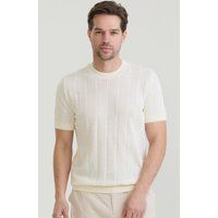 Strukturiertes Kurzarm-Strick-T-Shirt
