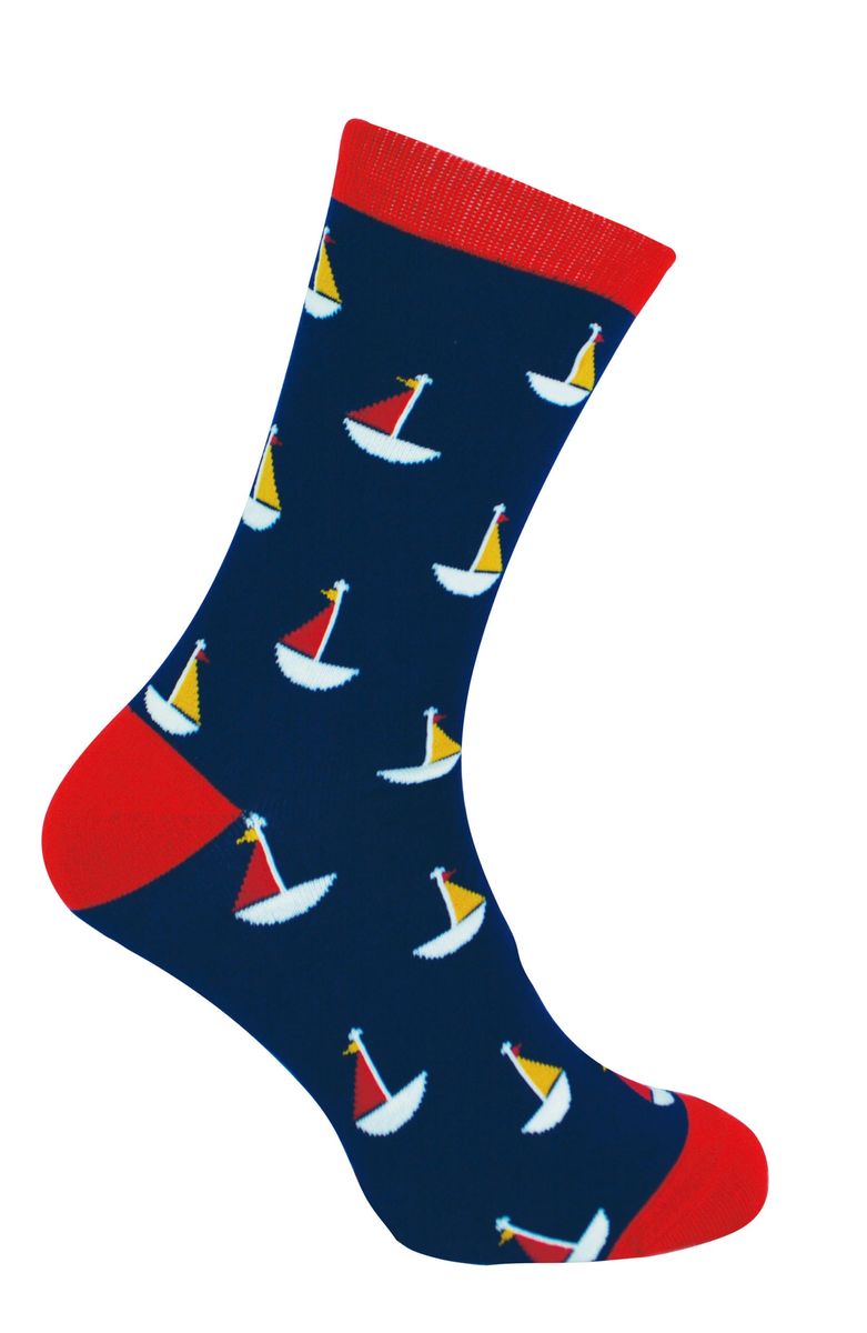 Crew-Socken mit nautischem Segelboot-Muster
