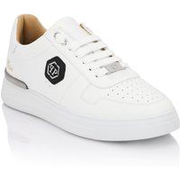 Leder-Sneaker mit Kroko-Prägung