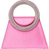 Satin-Abendtasche mit funkelndem Ringgriff