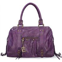 Schultertasche aus gewaschenem Leder mit Fransen