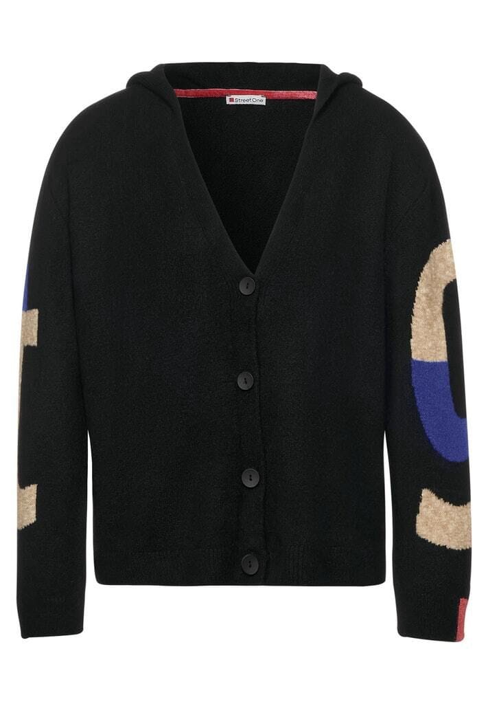 Strickjacke mit Kapuze und Buchstaben-Detail