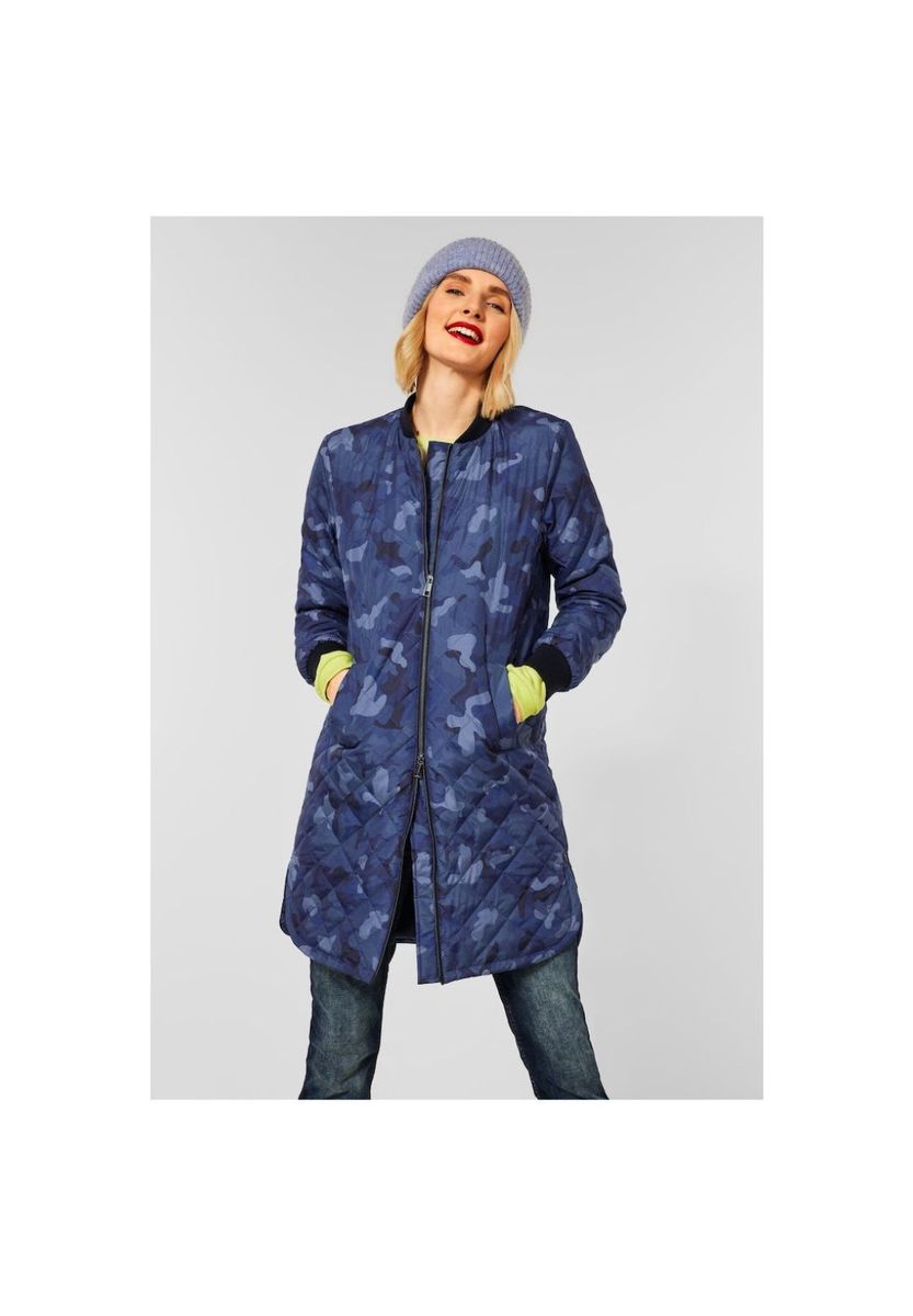 Gesteppte Longline Jacke mit Camouflage-Muster
