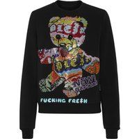 Fleece-Sweatshirt mit Strass-Teddybär