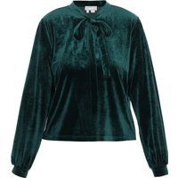 Samtbluse mit Schluppe und Bischofsärmeln