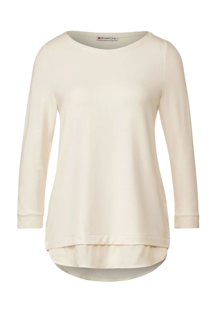 Beiges Layer-Look Shirt mit 3/4-Ärmeln