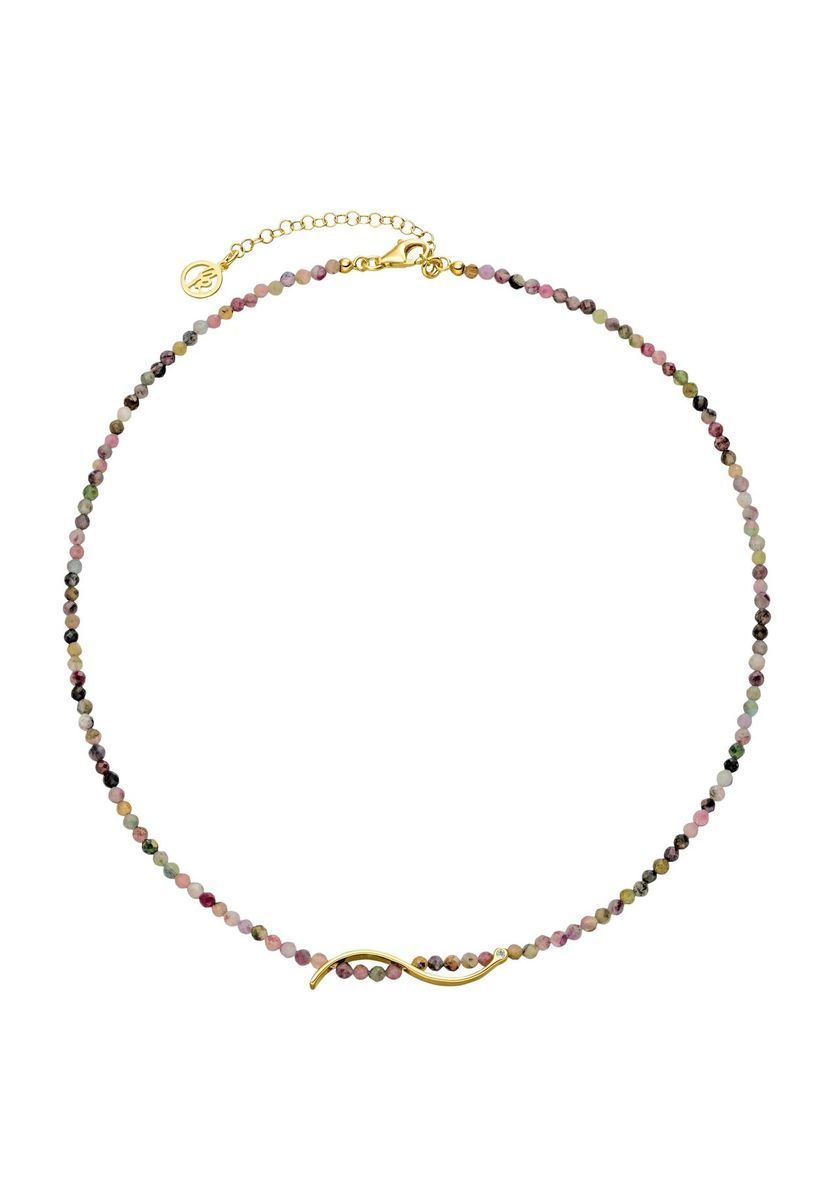 Halskette aus Turmalinperlen mit Silberakzent