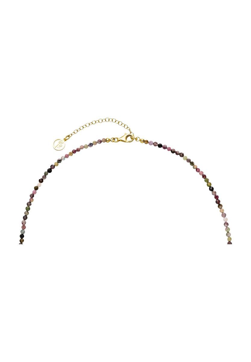 Halskette aus Turmalinperlen mit Silberakzent