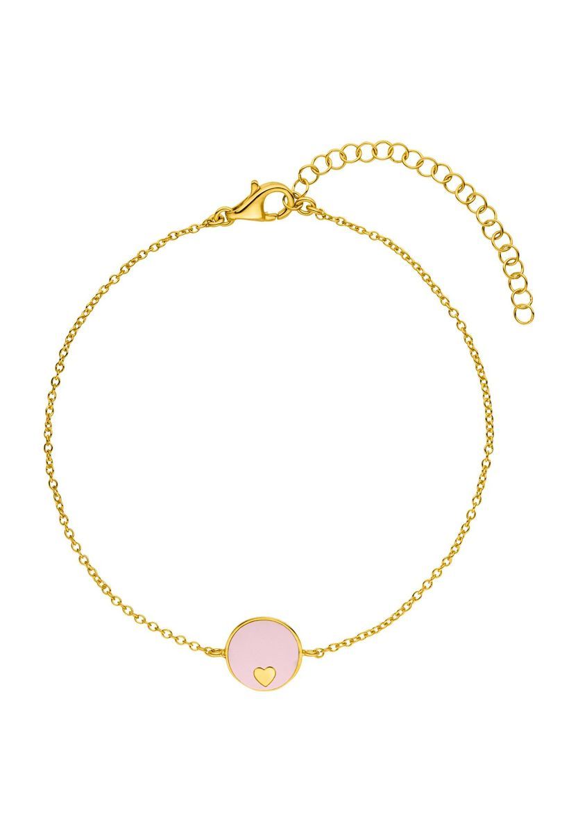 Goldkettenarmband mit rosa Emailleherz