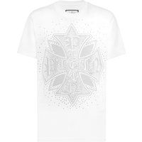 Rundhals-T-Shirt mit Strass-Kreuz