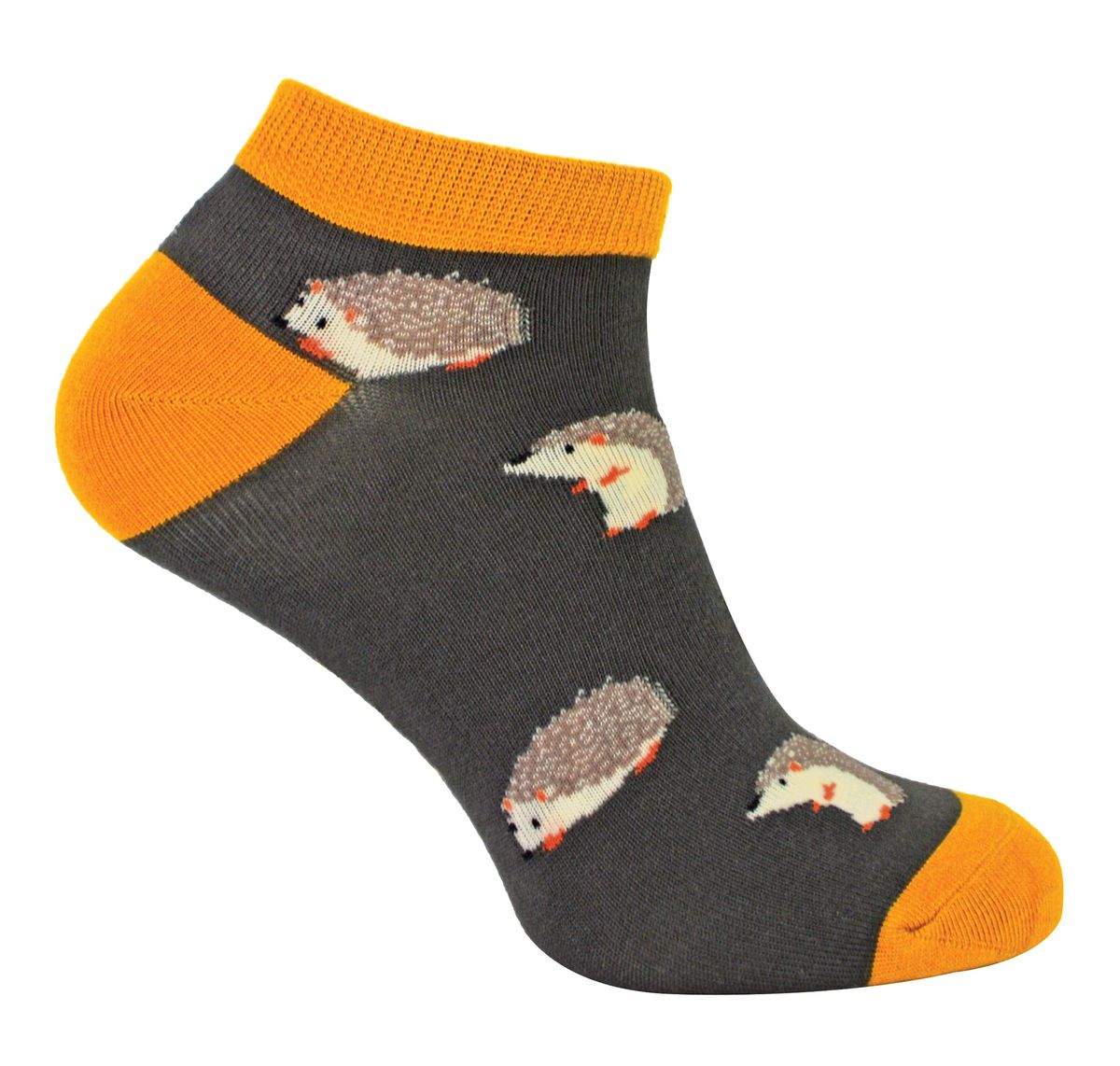 Verspielte Bambus-Sneakersocken mit Igel-Motiv