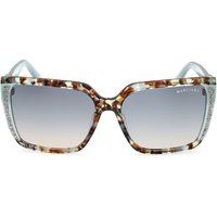 Verzierte Eckige Sonnenbrille mit Schildpatt-Muster