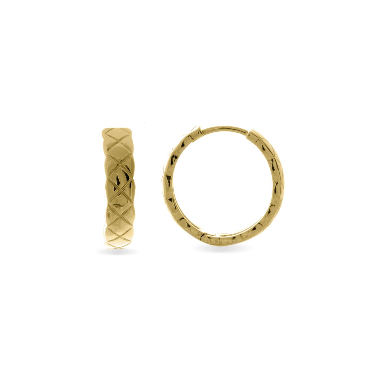 Goldene Creolen mit Steppmuster