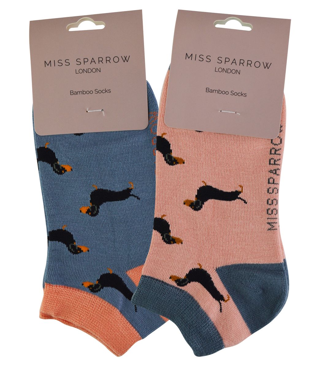 Bambus-Sneakersocken mit Dackel-Muster