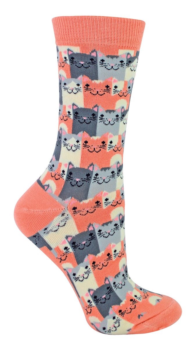Bambussocken mit lächelnden Katzenmotiven