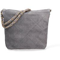Gesteppte Wildleder-Schultertasche mit Kette