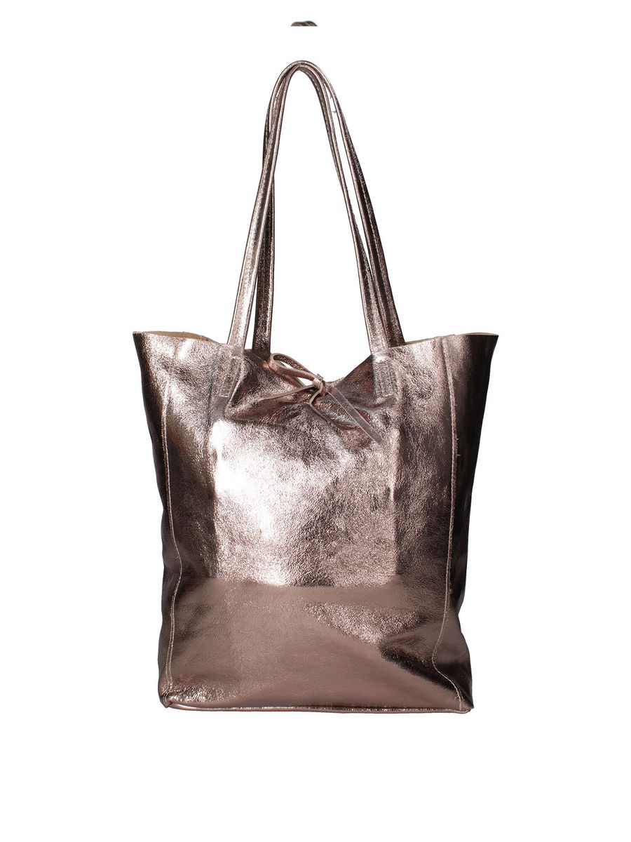 Shopper aus Leder in Metallic-Bronze