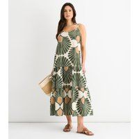 Gemustertes Midi-Stufenkleid in Zeltsilhouette