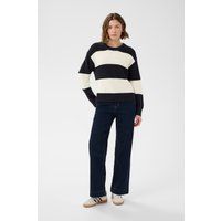 Lockerer strukturierter gestreifter Strickpullover