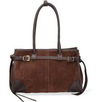 Schultertasche aus Wildleder mit Schnallen