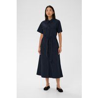 Klassisches Midi-Hemdblusenkleid mit Gürtel