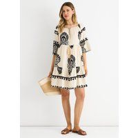 Bohemian Bardot-Minikleid in Stufenoptik
