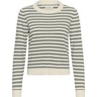 Gestreifter Bio-Baumwolle Rundhals-Strickpullover