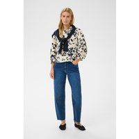 Bluse mit abstraktem Print und Ballonärmeln
