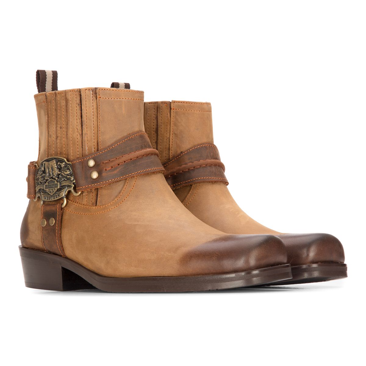 Western-Lederstiefeletten im Biker-Stil