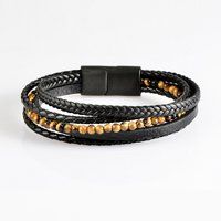 Mehrlagiges Lederarmband mit Tigerauge