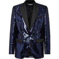 Schmaler Blazer mit Pailletten-Besatz