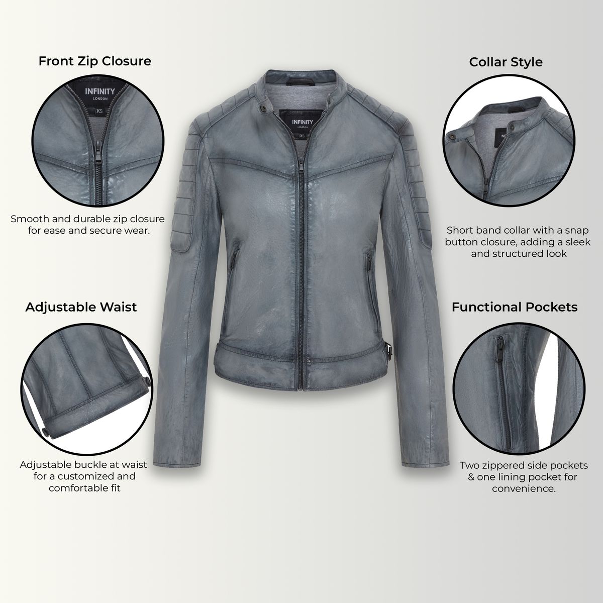 Retro Gesteppte Bikerjacke