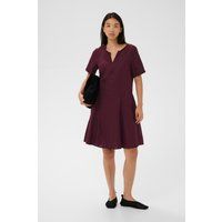 Kurzarm-A-Linien-Kleid mit Schlitz-Ausschnitt