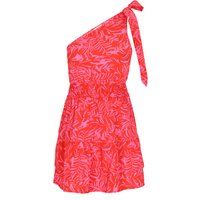 One-Shoulder Minikleid mit Tropenprint