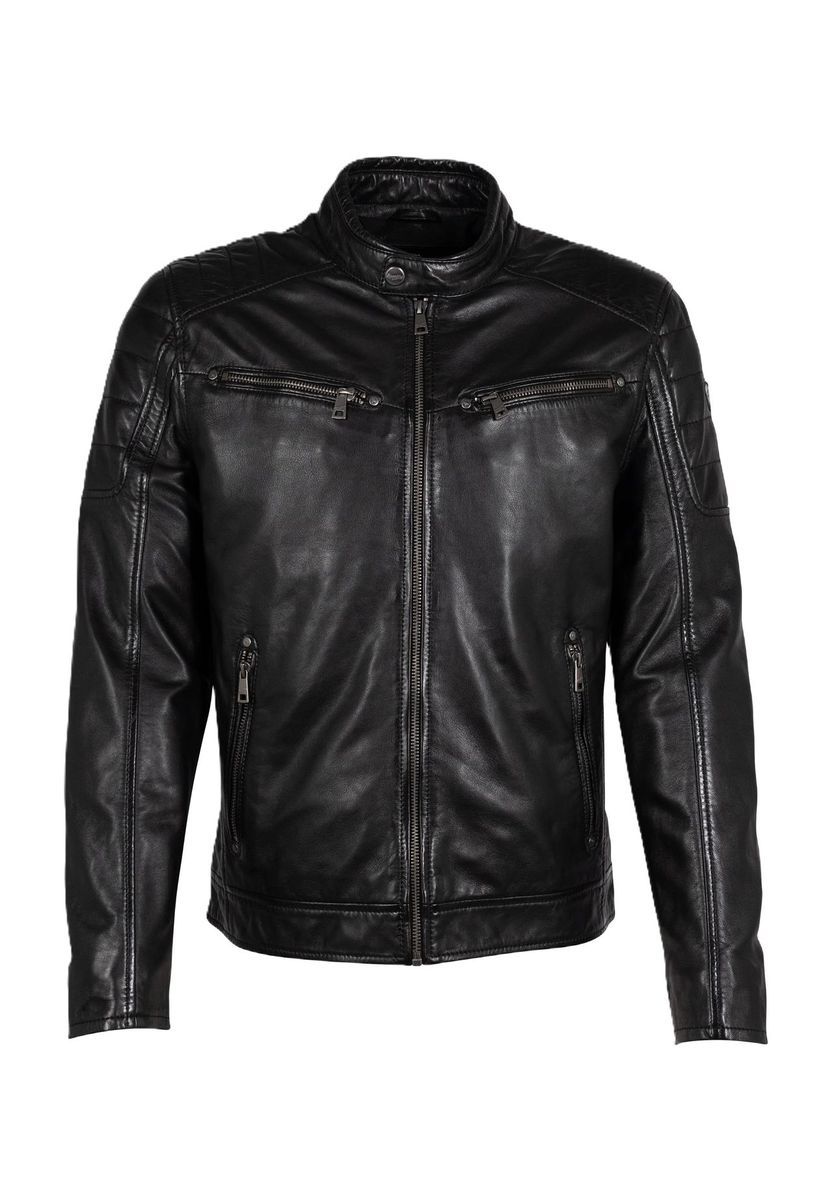 Klassische schwarze Bikerjacke aus Leder