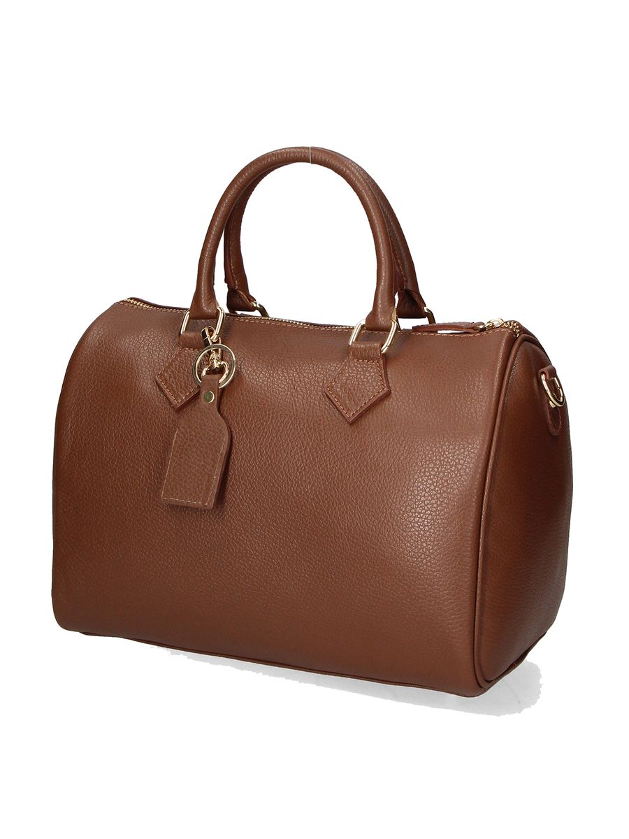 Elegante Bowler-Tasche aus genarbtem Leder