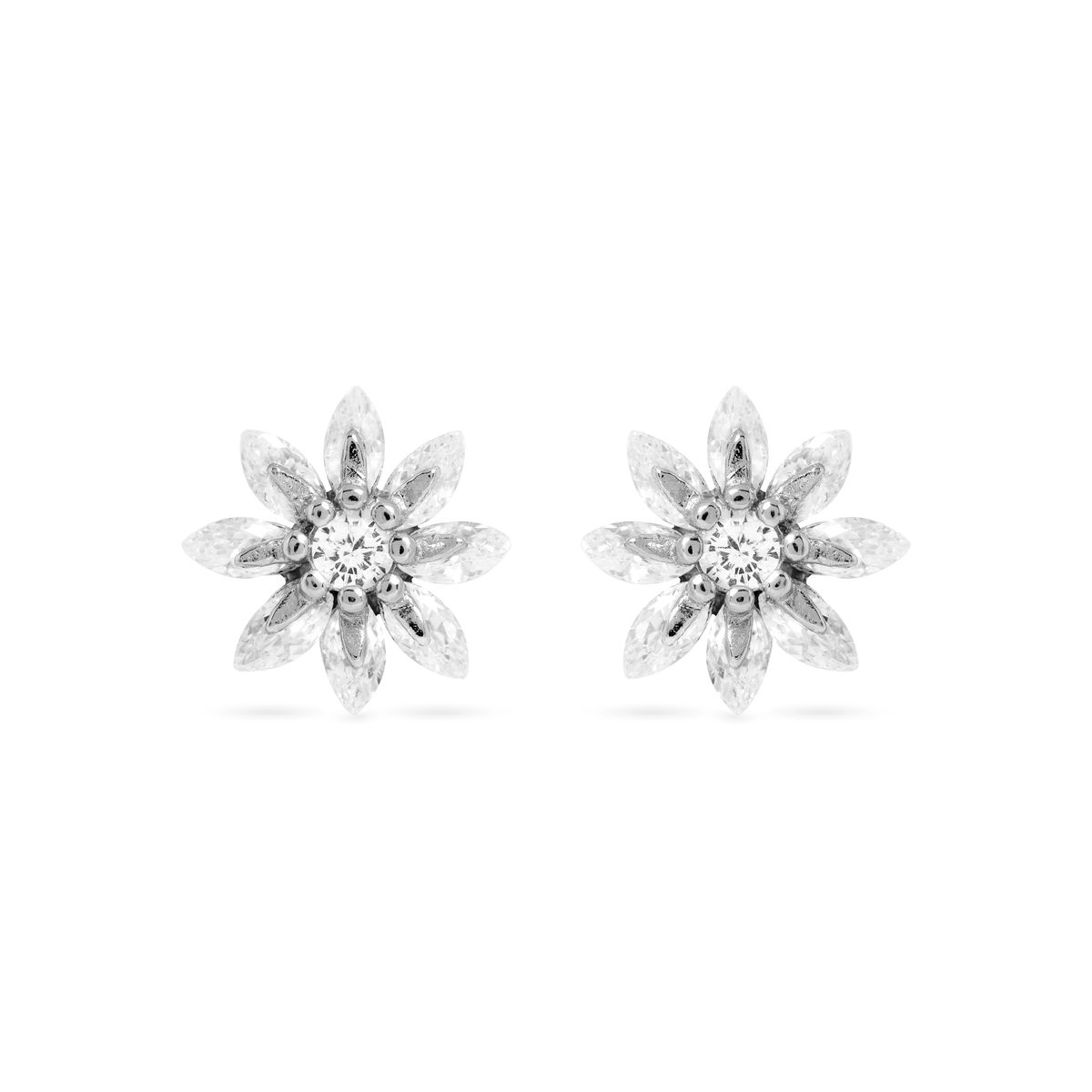 Funkelnde Blumen-Ohrstecker mit Zirkonia