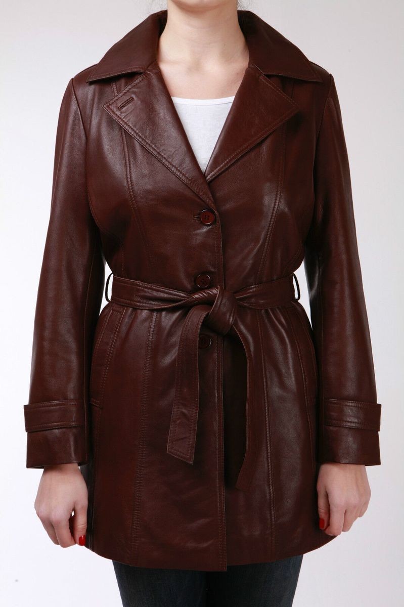 Gegürteter Nappaleder Trenchcoat