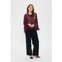 Transparente Volantbluse mit Raffung