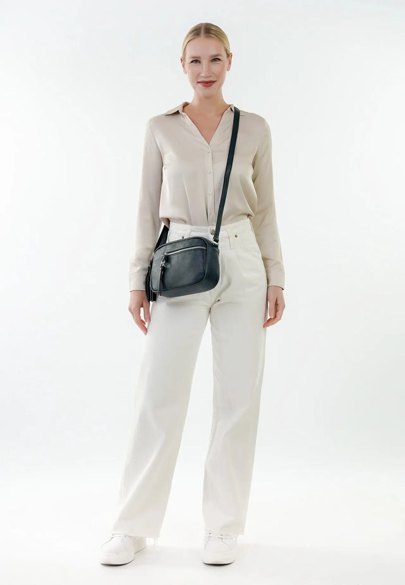 Tamaris Schultertasche, Quastenanhänger, Reißverschluss, für Damen, blau