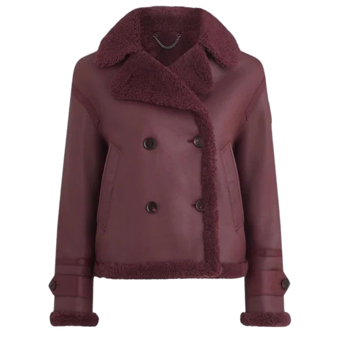 Doppelreihige Lammfell-Lederjacke