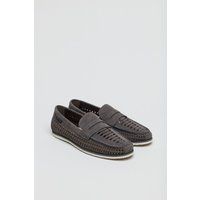 Geflochtene Penny-Loafer in Wildlederoptik
