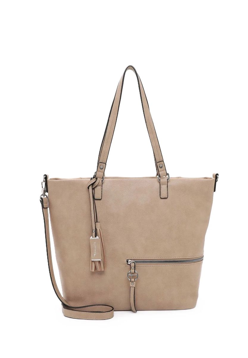 Tamaris Shopper, Reißverschluss, Anhänger, für Damen, beige, 99