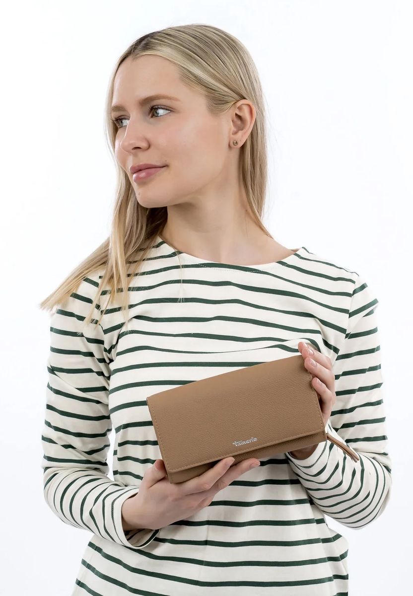 Tamaris Langbörse, Leder, Emblem, Damen, beige